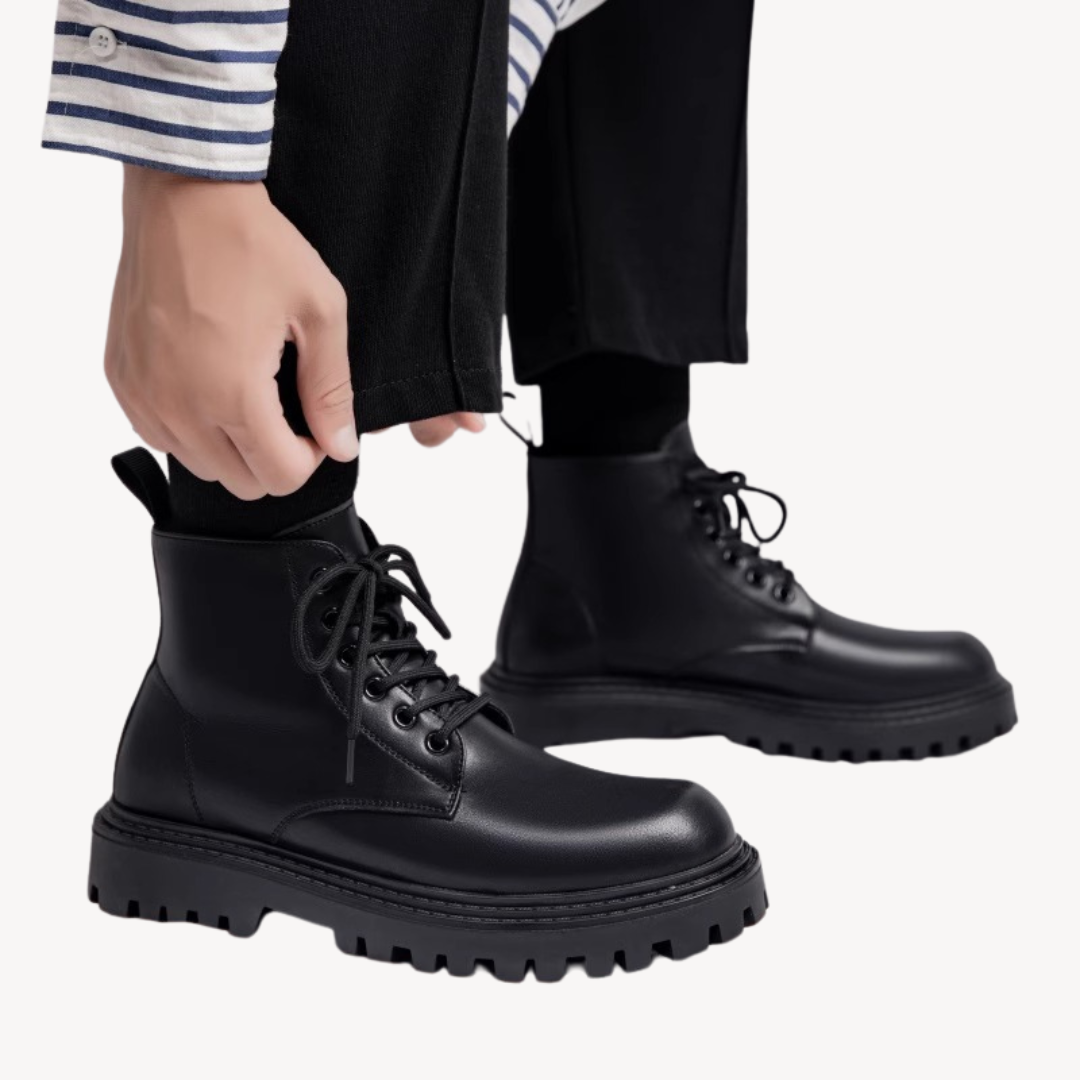 Men’s Stylish Black Combat Boots | Chunky Sole