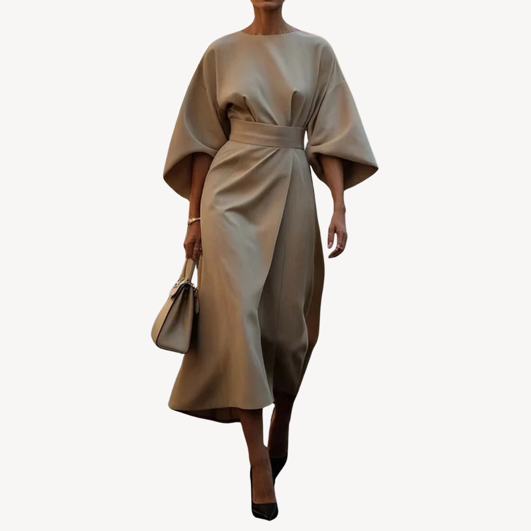 Women’s Stylish Belted Midi Dress | Chic